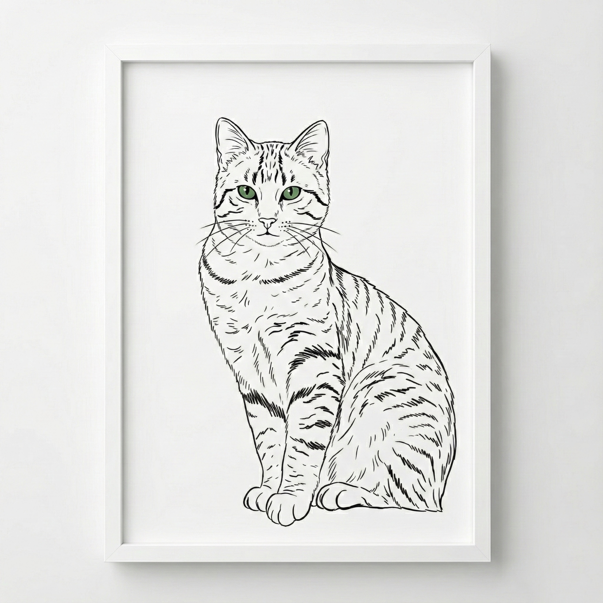 Lámina personalizada de gato en estilo lineal en blanco y negro