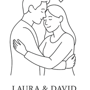 Lámina personalizada estilo lineal en blanco y negro, ilustración minimalista a partir de foto