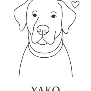 Lámina personalizada lineal de mascota, ilustración minimalista en blanco y negro a partir de foto