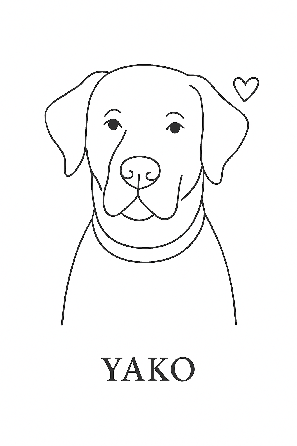 Lámina personalizada lineal de mascota, ilustración minimalista en blanco y negro a partir de foto
