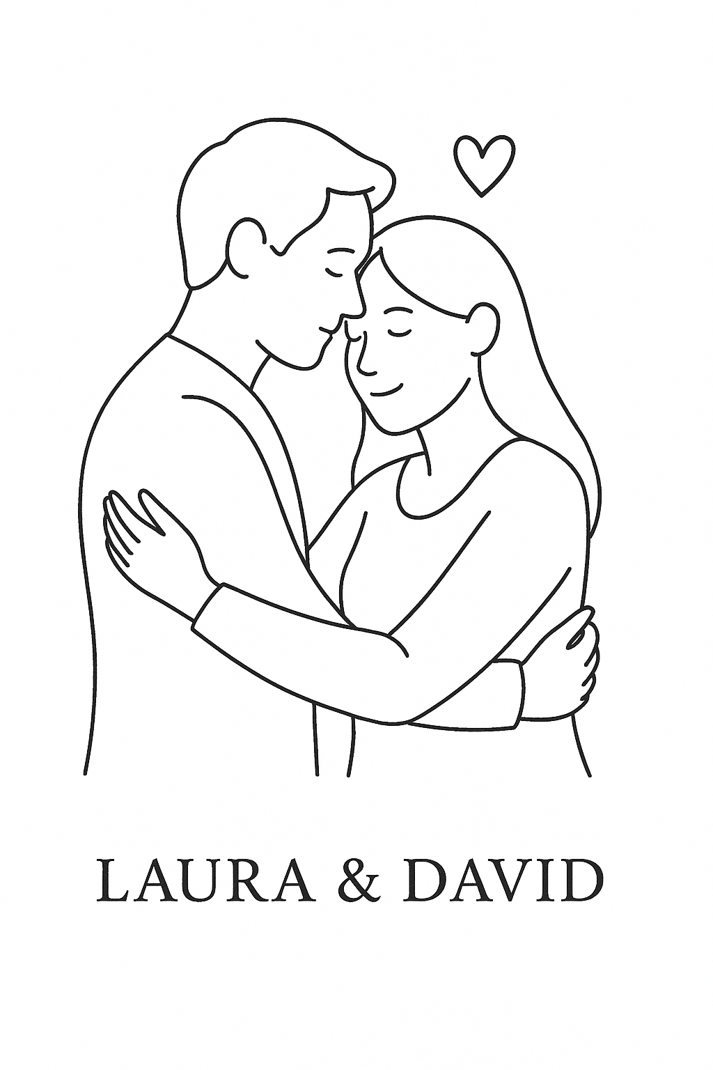 Lámina personalizada estilo lineal en blanco y negro, ilustración minimalista a partir de foto