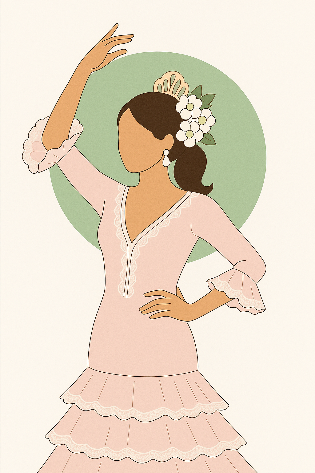 ámina personalizada de sevillana en acuarela con vestido de flamenca, ilustración ideal para regalo o decoración andaluza