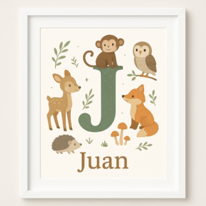 Lámina Infantil con inicial y elementos ilustrados