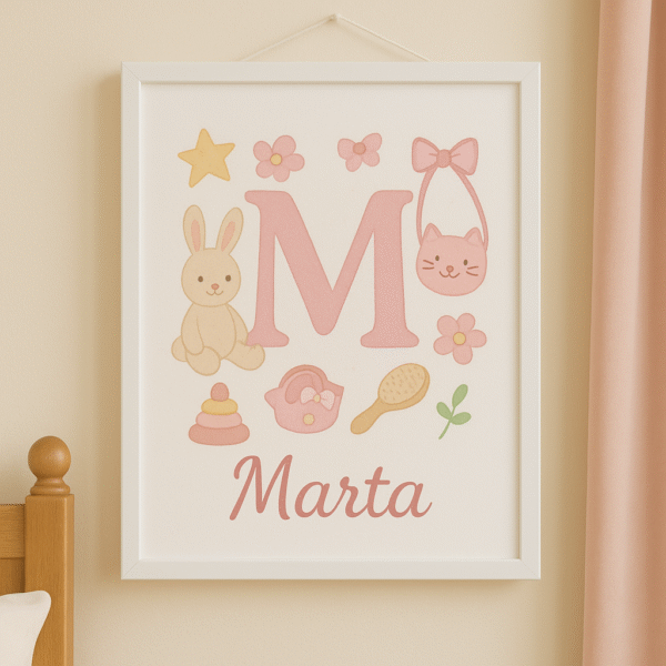 Lámina Infantil con inicial y elementos ilustrados - Imagen 2