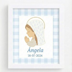 Lámina infantil personalizada con Virgen rezando y nombre